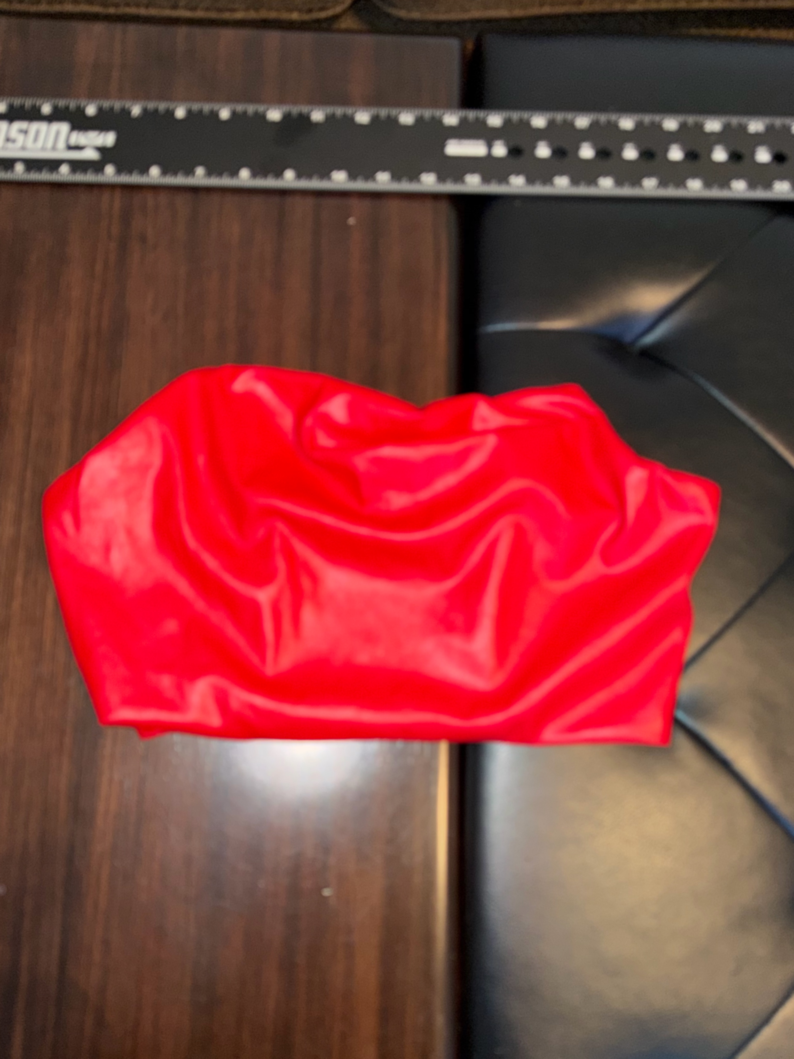 Red Strapless Faux Leather Crop Top - Women
